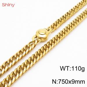 750×9mm Gold Color Stainless Steel Cuban Chain  Necklace For Men Women Fashion Jewelry - KN238100-Z