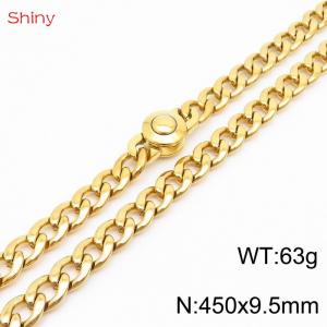 Hip hop style stainless steel 45cm polished Cuban chain gold necklace for men - KN238200-Z