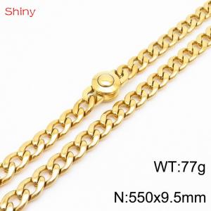 Hip hop style stainless steel 55cm polished Cuban chain gold necklace for men - KN238202-Z