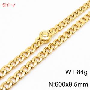 Hip hop style stainless steel 60cm polished Cuban chain gold necklace for men - KN238203-Z