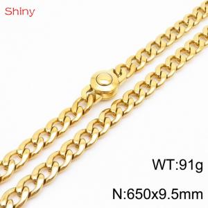 Hip hop style stainless steel 65cm polished Cuban chain gold necklace for men - KN238204-Z
