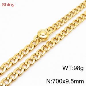 Hip hop style stainless steel 70cm polished Cuban chain gold necklace for men - KN238205-Z