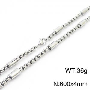 600x4mm Link Chain Necklace Men Women Stainless Steel 304 Silver Color - KN238300-TSC