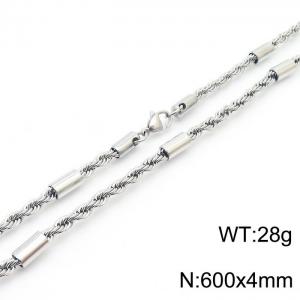 600x4mm Rope Chain Necklace Men Women Stainless Steel 304 Silver Color - KN238301-TSC