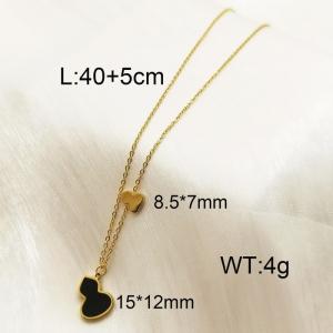 Fashionable and minimalist gourd black titanium steel necklace - KN238308-HM