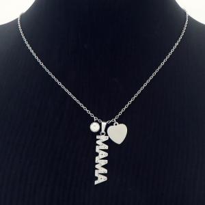 MAMA Love Pendant Necklace Stainless Steel 304 Silver Color - KN238314-BI