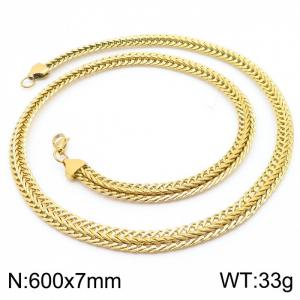 600x7mm Tennis Mesh Chain Necklace Men Stainless Steel 304 Gold Color - KN238323-TK