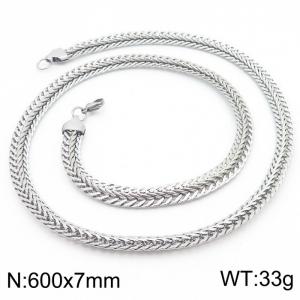 600x7mm Tennis Mesh Chain Necklace Men Stainless Steel 304 Silver Color - KN238324-TK