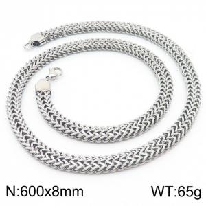 600x8mm Tennis Mesh Chain Necklace Men Stainless Steel 304 Silver Color - KN238326-TK