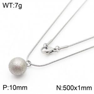 Stainless Steel Necklace With Round Bead Pendant Silver Color - KN238332-Z