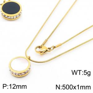 Stainless Steel Necklace With Round Pendant Gold Color - KN238335-Z
