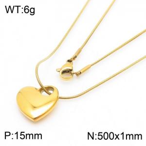 Stainless Steel Necklace With Heart Pendant Gold Color - KN238338-Z