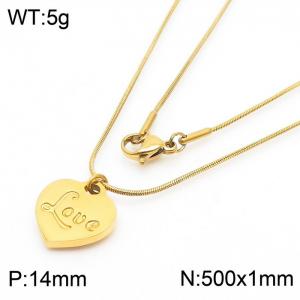 Stainless Steel Necklace With Heart Pendant Gold Color - KN238344-Z