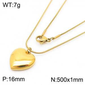 Stainless Steel Necklace With Heart Pendant Gold Color - KN238348-Z