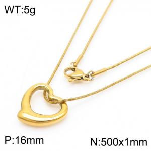 Stainless Steel Necklace With Heart Pendant Gold Color - KN238350-Z
