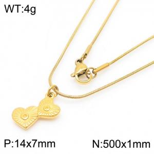 Stainless Steel Necklace With Heart Pendant Gold Color - KN238353-Z