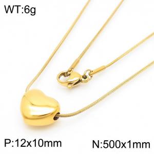 Stainless Steel Necklace With Heart Pendant Gold Color - KN238360-Z
