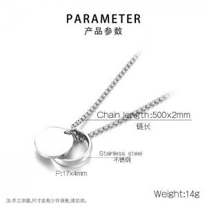 Stainless steel pearl chain circular pendant necklace - KN238615-Z