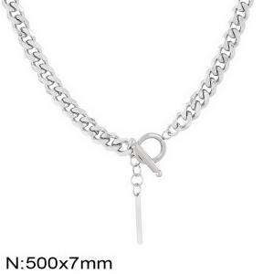 Stainless steel OT buckle necklace - KN238620-Z