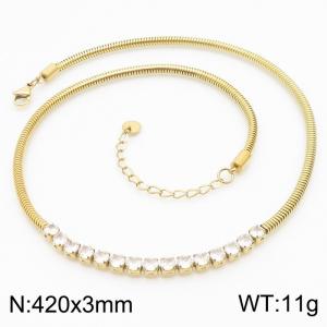 Japanese and Korean trend stainless steel white zircon necklace for women - KN239016-WGTH