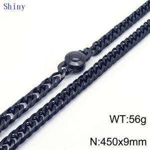 9mm45cm vintage men's personalized polished whip chain necklace - KN239134-Z