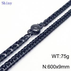 9mm60cm vintage men's personalized polished whip chain necklace - KN239137-Z