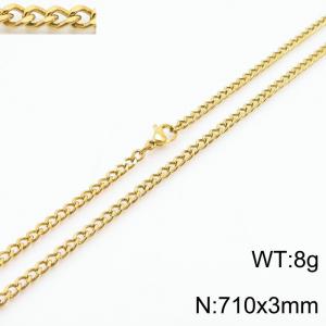 European and American stainless steel trend 710 × 3mm double-sided grinding chain lobster buckle fashion versatile gold necklace - KN239381-Z