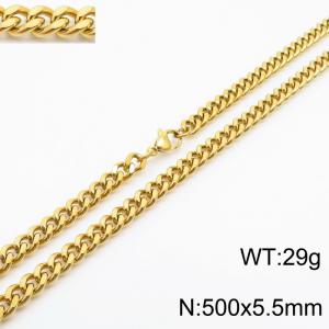 500×5.5mm Japanese and Korean minimalist neutral style stainless steel double-sided polished necklace - KN239461-Z