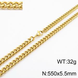 550×5.5mm Japanese and Korean minimalist neutral style stainless steel double-sided polished necklace - KN239462-Z