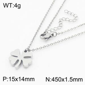 Lucky little four-leaf clover collarbone necklace for ladies of stainless steel - KN239502-KFC