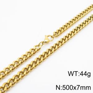 500×7mm European and American hip-hop style double-sided polished Cuban chain stainless steel men's necklace - KN239503-Z