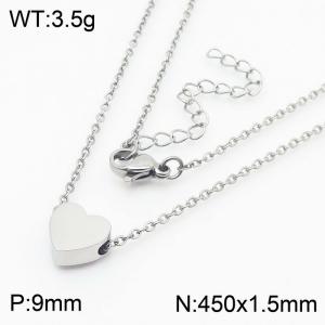Japanese and Korean wind heart-shaped stainless steel ladies stainless steel o-chain necklace - KN239504-KFC