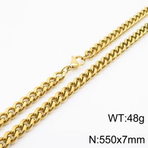 550×7mm European and American hip-hop style double-sided polished Cuban chain stainless steel men's necklace - KN239504-Z