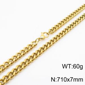 710×7mm European and American hip-hop style double-sided polished Cuban chain stainless steel men's necklace - KN239507-Z