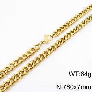 760×7mm European and American hip-hop style double-sided polished Cuban chain stainless steel men's necklace - KN239508-Z