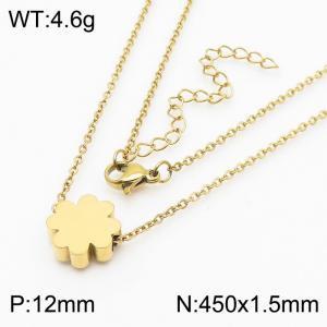 Japanese and Korean style vacuum plating gold flower stainless steel ladies 0-word necklace - KN239509-KFC