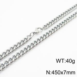 450×7mm European and American hip-hop style double-sided polished Cuban chain stainless steel men's necklace - KN239509-Z