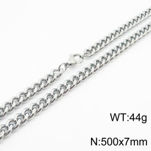 500×7mm European and American hip-hop style double-sided polished Cuban chain stainless steel men's necklace - KN239510-Z