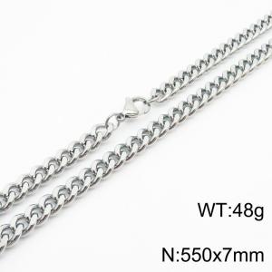 550×7mm European and American hip-hop style double-sided polished Cuban chain stainless steel men's necklace - KN239511-Z