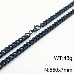 550×7mm European and American hip-hop style double-sided polished Cuban chain stainless steel men's necklace - KN239518-Z