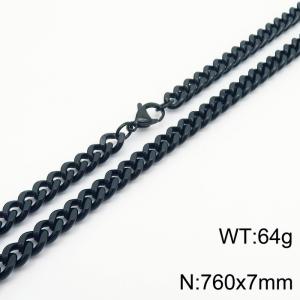 760×7mm European and American hip-hop style double-sided polished Cuban chain stainless steel men's necklace - KN239522-Z