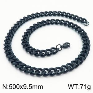 500x9.5mm Stainless Steel twist cuban chain black necklace for men women - KN239559-Z