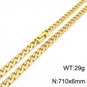 710X6MM Flat Necklace Stainless Steel Japanese Buckle Chain Unisex Gold  Color Mixed Jewelry - KN249703-Z