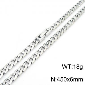 450X6MM Flat Necklace Stainless Steel Japanese Buckle Chain Unisex Silver Color Mixed Jewelry - KN249705-Z