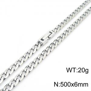 500X6MM Flat Necklace Stainless Steel Japanese Buckle Chain Unisex Silver Color Mixed Jewelry - KN249706-Z