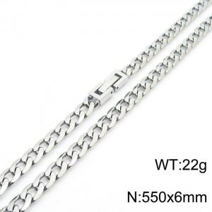 550X6MM Flat Necklace Stainless Steel Japanese Buckle Chain Unisex Silver Color Mixed Jewelry - KN249707-Z