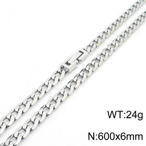 600X6MM Flat Necklace Stainless Steel Japanese Buckle Chain Unisex Silver Color Mixed Jewelry - KN249708-Z