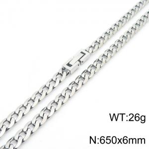 650X6MM Flat Necklace Stainless Steel Japanese Buckle Chain Unisex Silver Color Mixed Jewelry - KN249709-Z