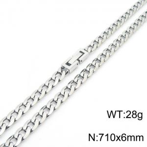 710X6MM Flat Necklace Stainless Steel Japanese Buckle Chain Unisex Silver Color Mixed Jewelry - KN249710-Z