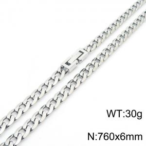 760X6MM Flat Necklace Stainless Steel Japanese Buckle Chain Unisex Silver Color Mixed Jewelry - KN249711-Z